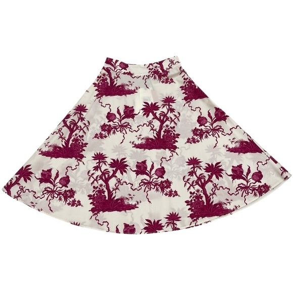 Tara Jarmon NWT Size 36 EU/US 4 Jeanette Ecru Magenta Floral Print A-Line Skirt - Picture 6 of 16
